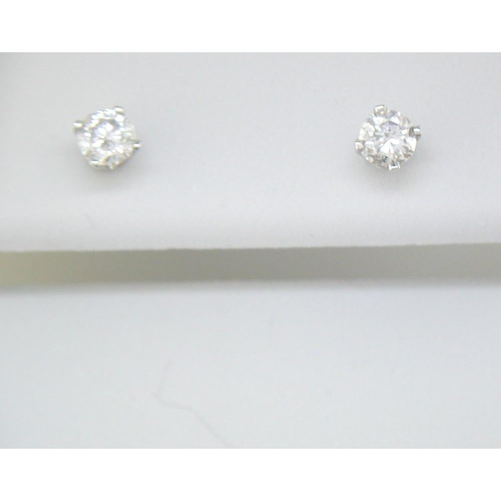 Royal 14K White Gold Diamond Stud Earrings - 0.36 Carat Total Diamond Weight