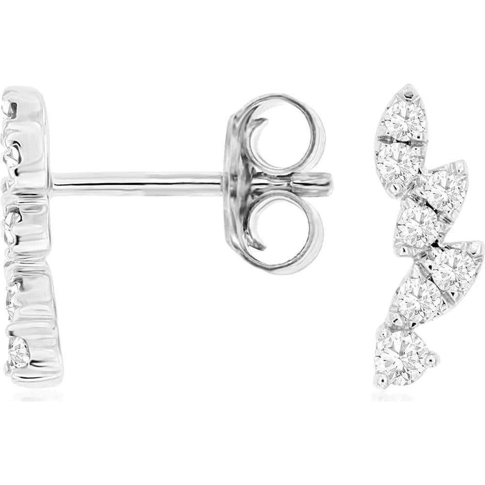 Royal 14K White Gold Diamond Stud Earrings with 5 Round Diamonds - 0.25 Carats Total Diamond Weight