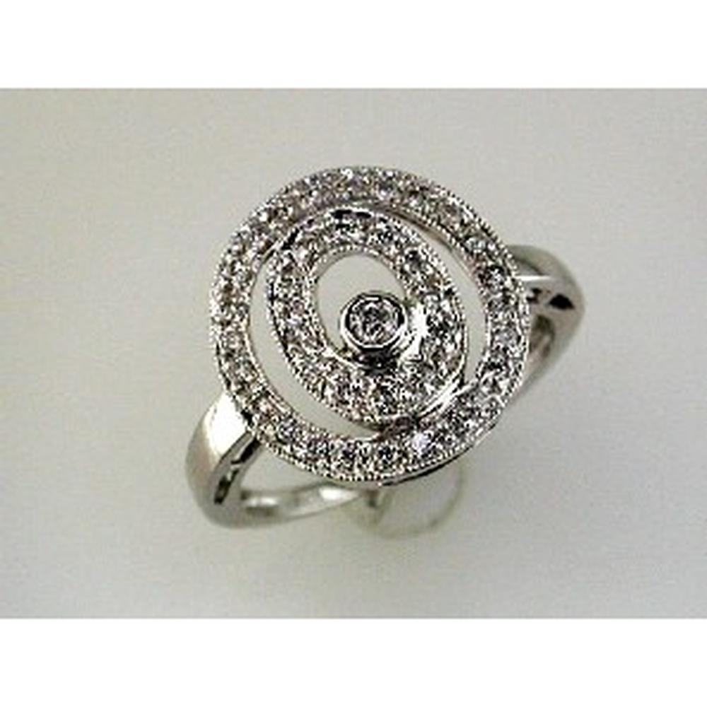 Royal 14K White Gold Diamond Swirl Ring with Round Diamonds - 0.25 Carats Total Diamond Weight