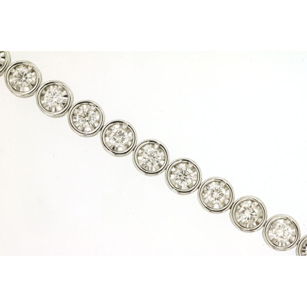 Royal 14K White Gold Diamond Tennis Bracelet with Bezel-Set Round Diamonds - 3 Carat Total Diamond Weight