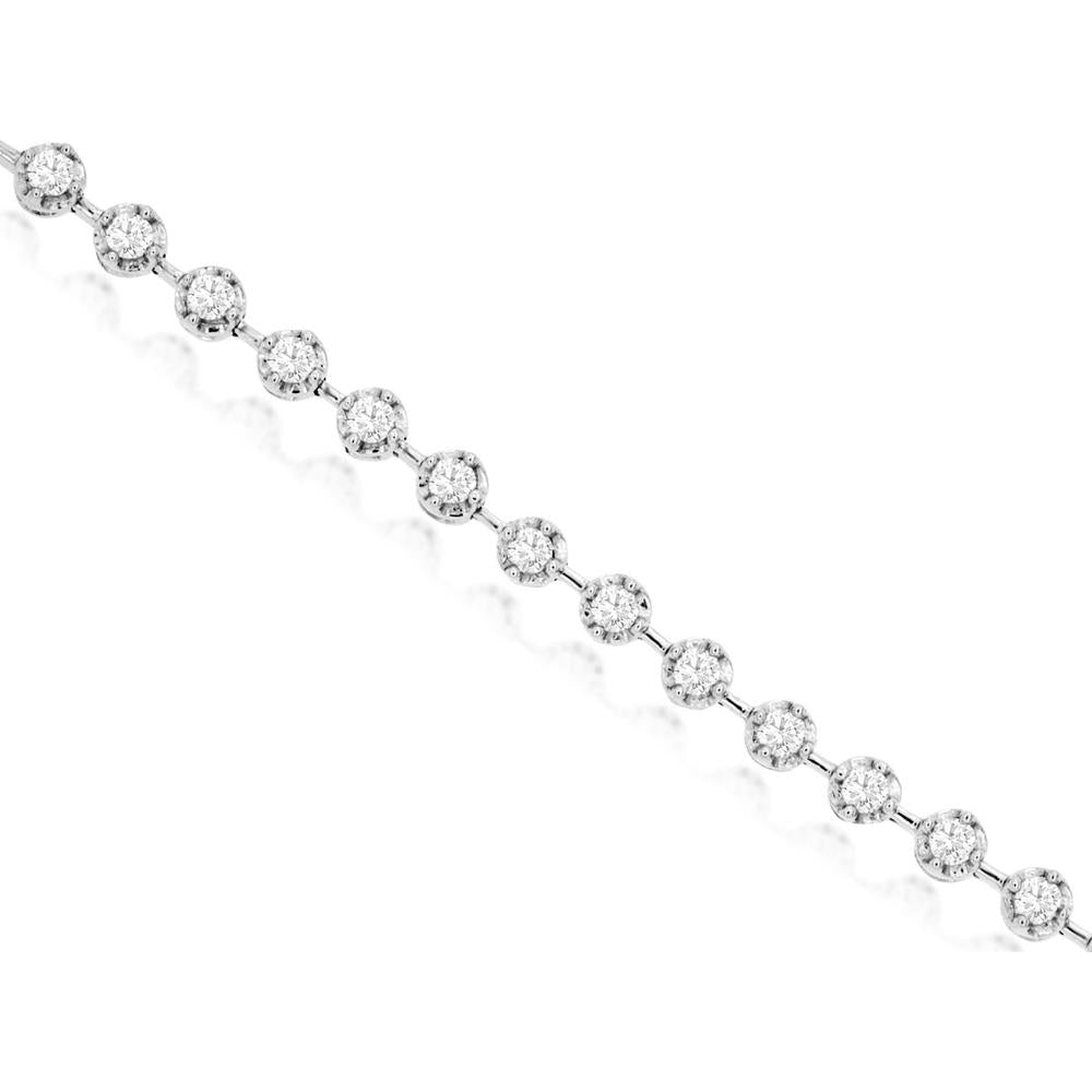Royal 14K White Gold Diamond Tennis Bracelet with Prong Set Round Diamonds - 1.00 Carat Total Diamond Weight