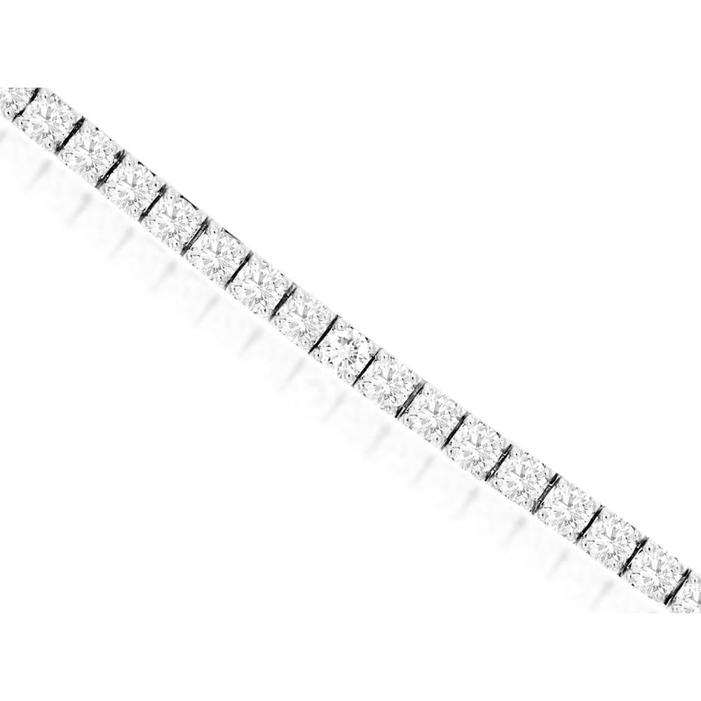Royal 14K White Gold Diamond Tennis Bracelet with Round Brilliant Cut Diamonds - 5.00 Carats Total Diamond Weight