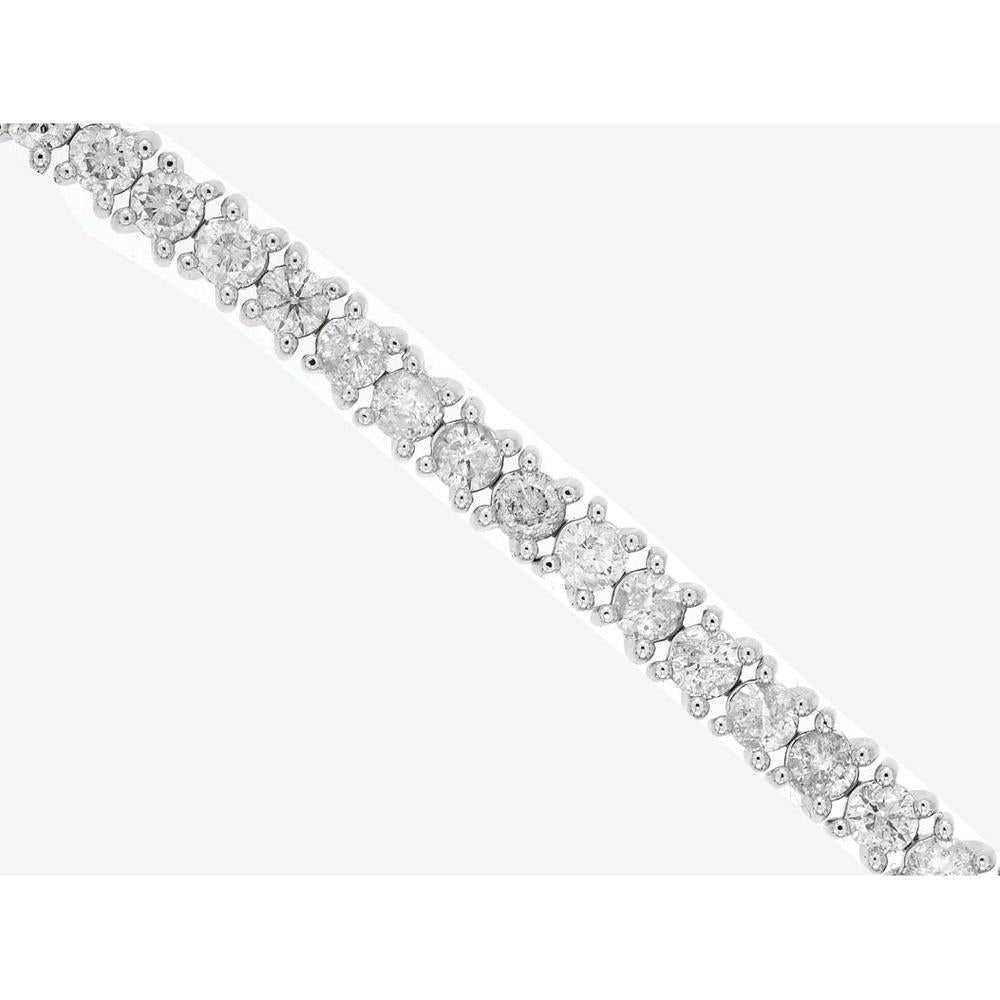 Royal 14K White Gold Diamond Tennis Bracelet with Round Prong-Set Diamonds - 5.00 Carats Total Diamond Weight