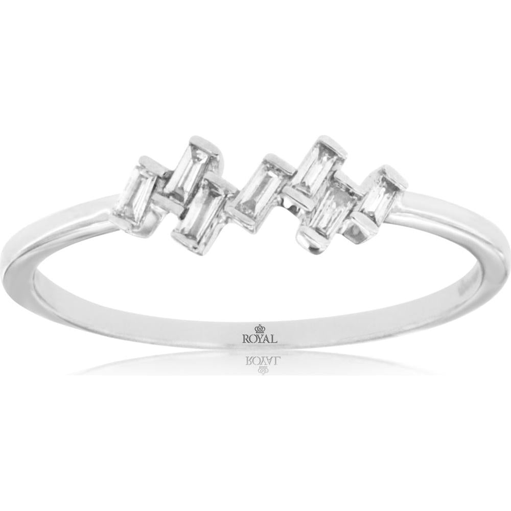 Royal 14K White Gold Diamond Wedding Band - 0.10 Carat Total Diamond Weight