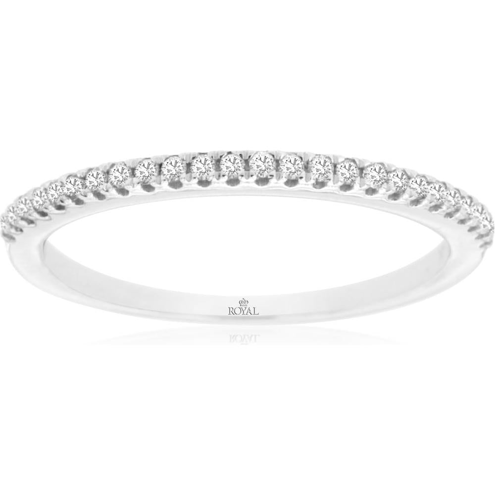 Royal 14K White Gold Diamond Wedding Band - 0.15 Carat Total Diamond Weight