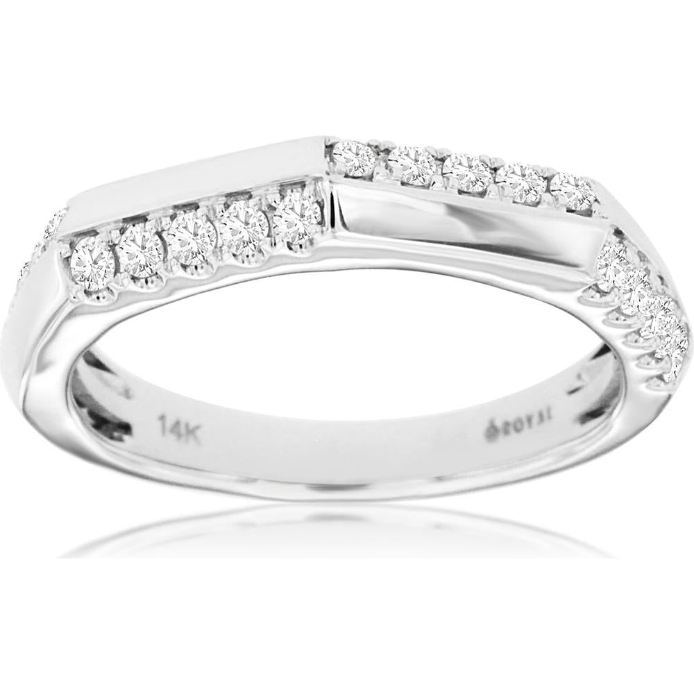 Royal 14K White Gold Diamond Wedding Band - 0.33 Carat Total Diamond Weight