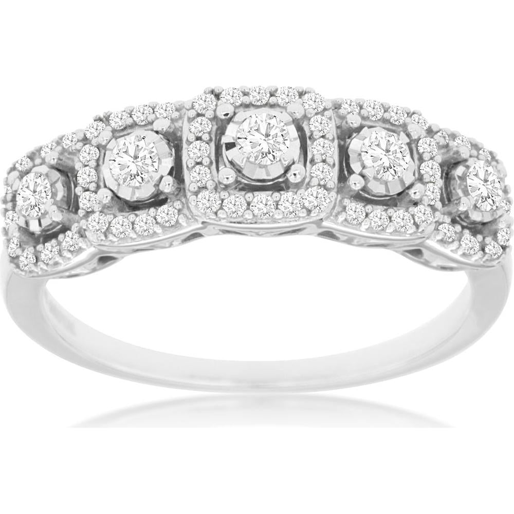 Royal 14K White Gold Diamond Wedding Band - 0.34 Carat Total Diamond Weight
