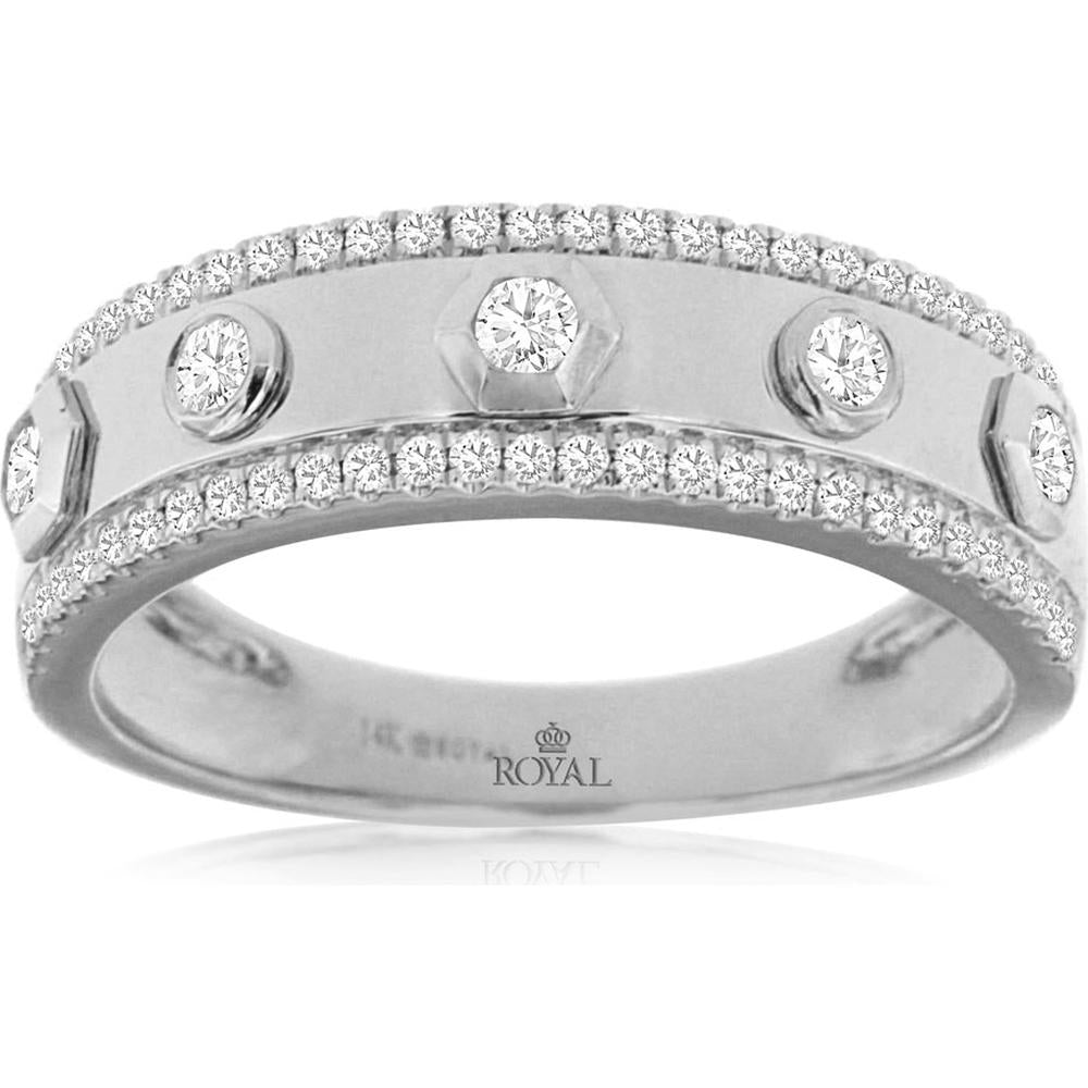 Royal 14K White Gold Diamond Wedding Band - 0.34 Carat Total Diamond Weight