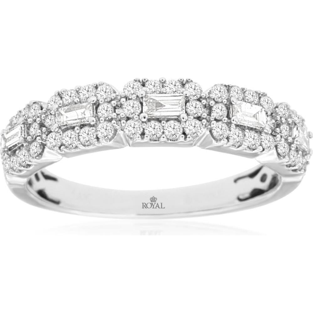 Royal 14K White Gold Diamond Wedding Band - 0.39 Carat Total Diamond Weight with Baguette Cut Diamonds