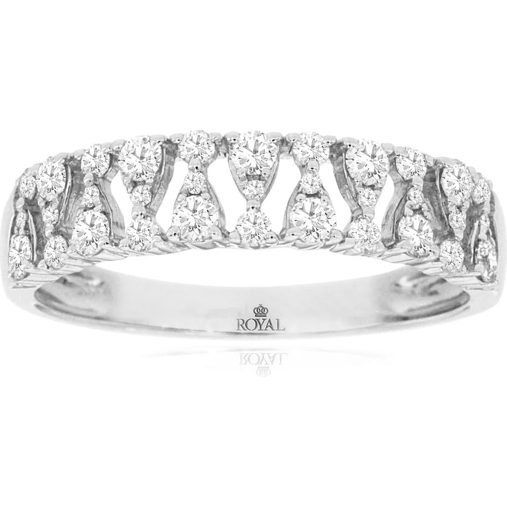 Royal 14K White Gold Diamond Wedding Band - 0.43 Carats Total Diamond Weight