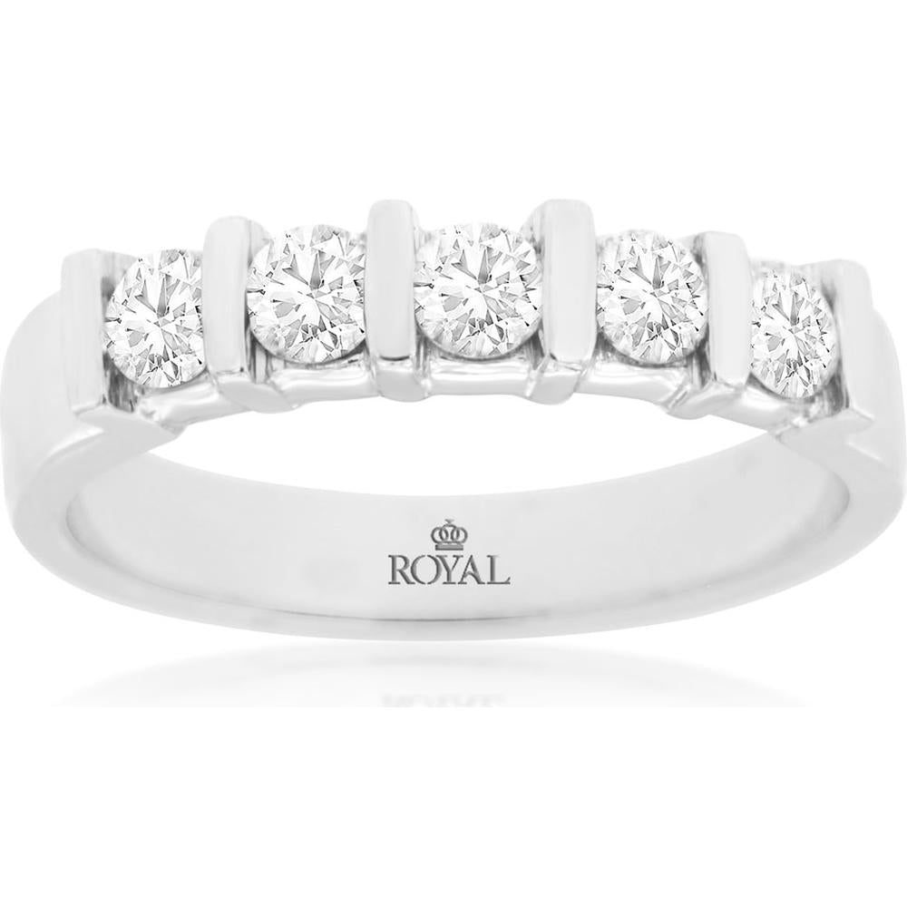 Royal 14K White Gold Diamond Wedding Band - 0.60 Carat Total Diamond Weight