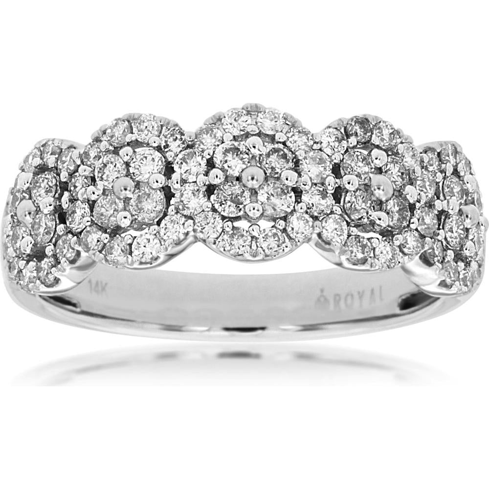 Royal 14K White Gold Diamond Wedding Band - 0.75 Carat Diamond Weight