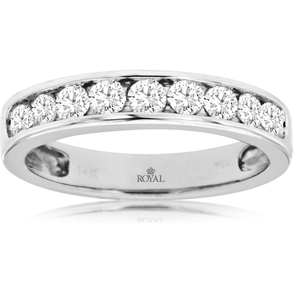 Royal 14K White Gold Diamond Wedding Band - 0.75 Carat Total Diamond Weight