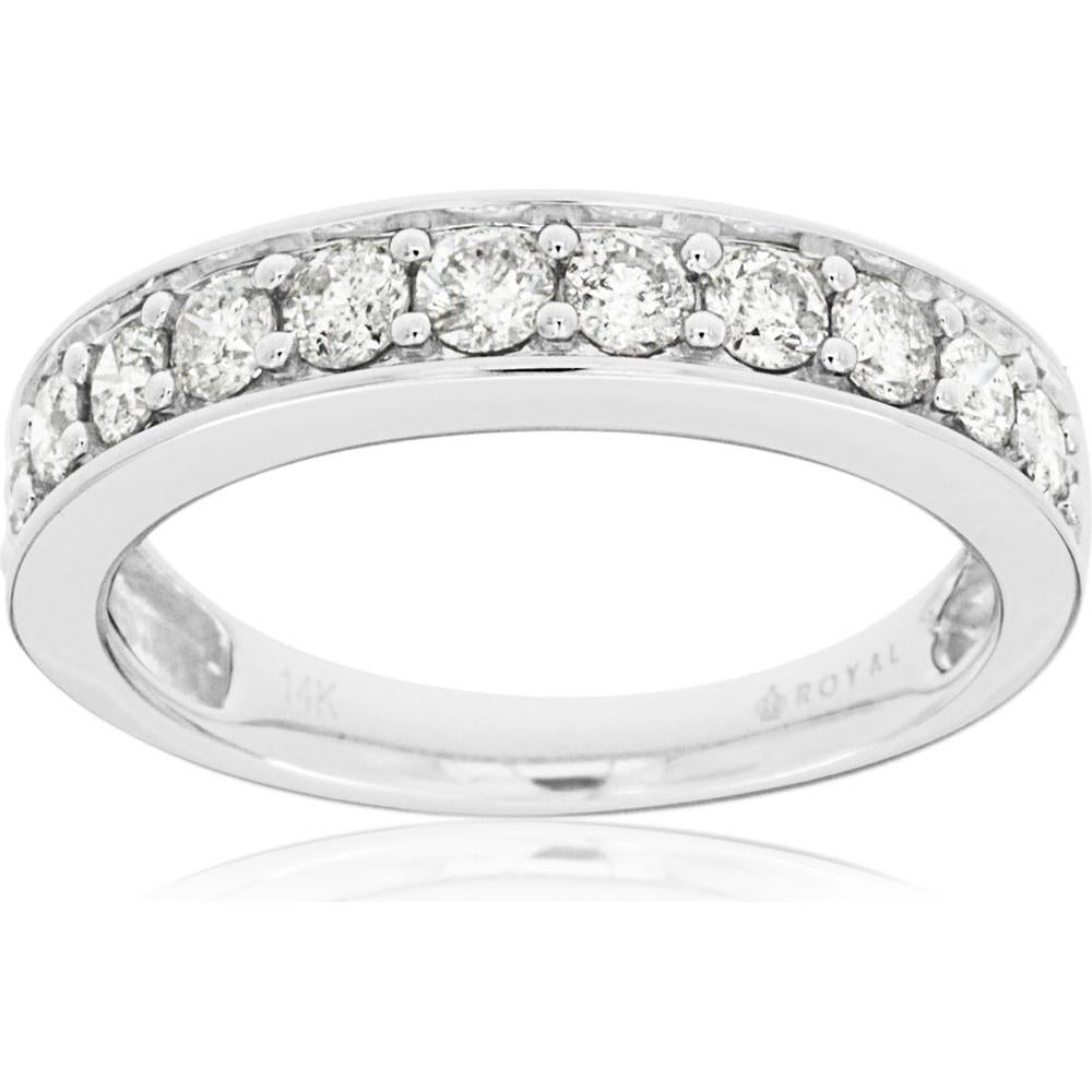 Royal 14K White Gold Diamond Wedding Band - 0.75 Carat Total Diamond Weight