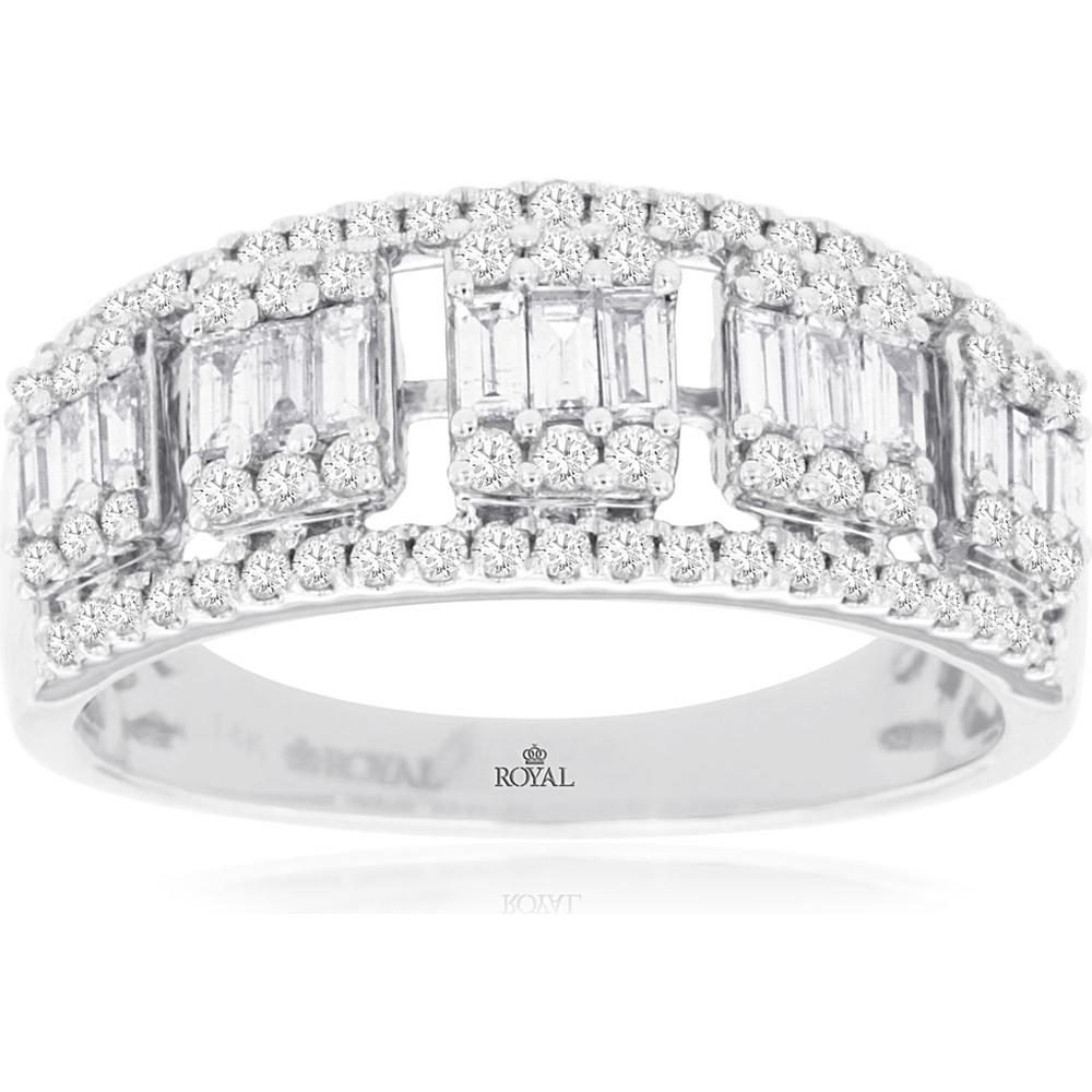 Royal 14K White Gold Diamond Wedding Band - 0.75 Carat Total Diamond Weight