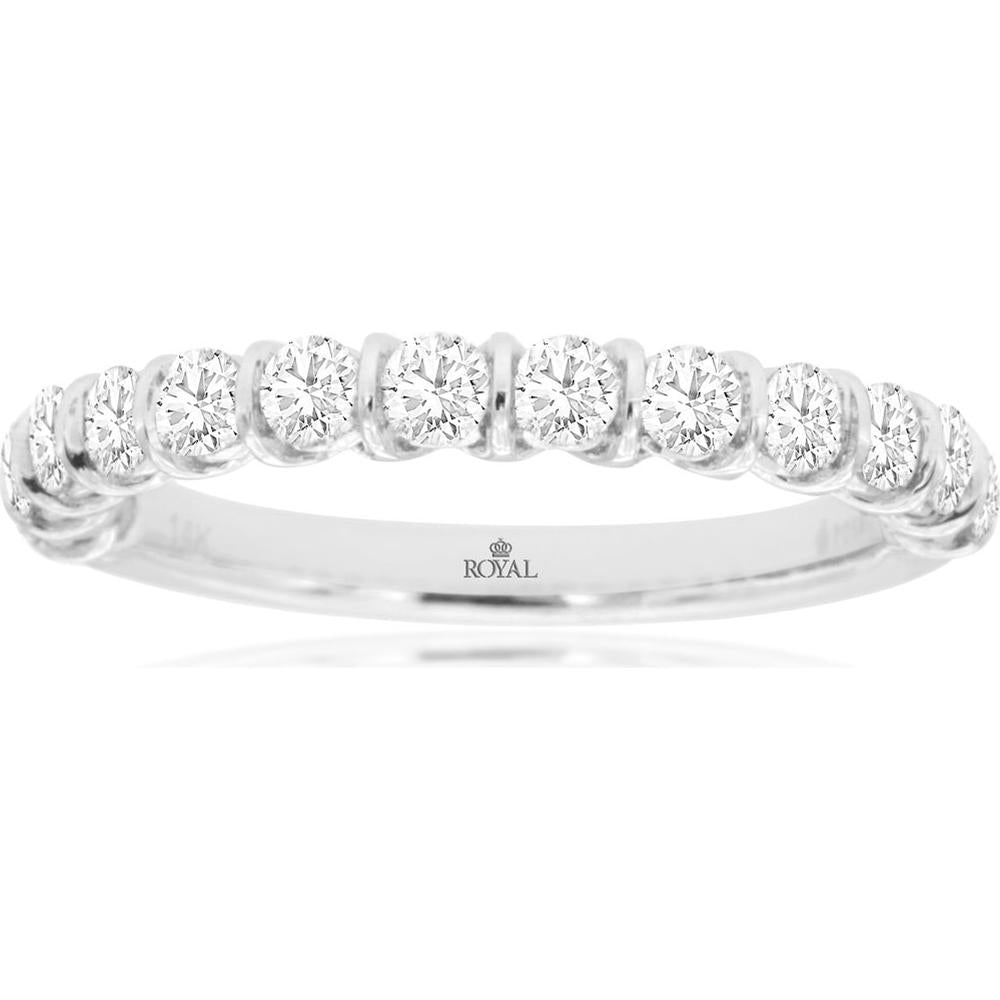 Royal 14K White Gold Diamond Wedding Band - 0.75 Carat Total Diamond Weight