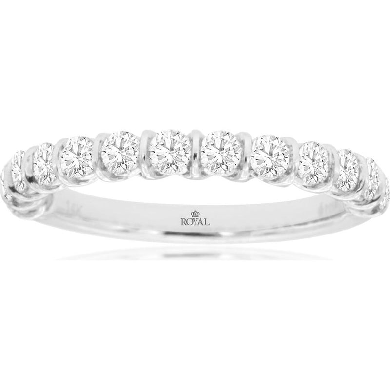 Royal 14K White Gold Diamond Wedding Band - 0.75 Carat Total Diamond Weight