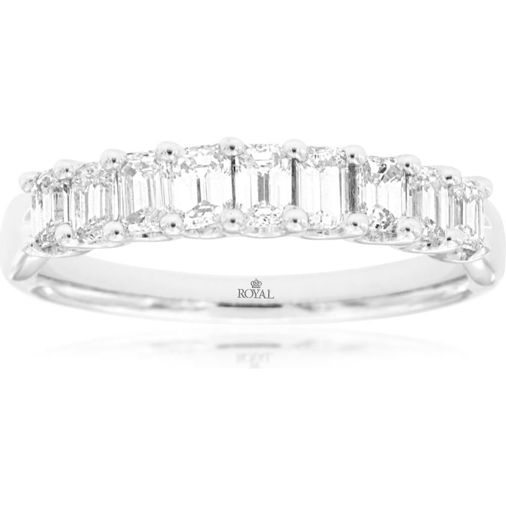 Royal 14K White Gold Diamond Wedding Band - 0.87 Carat Total Diamond Weight