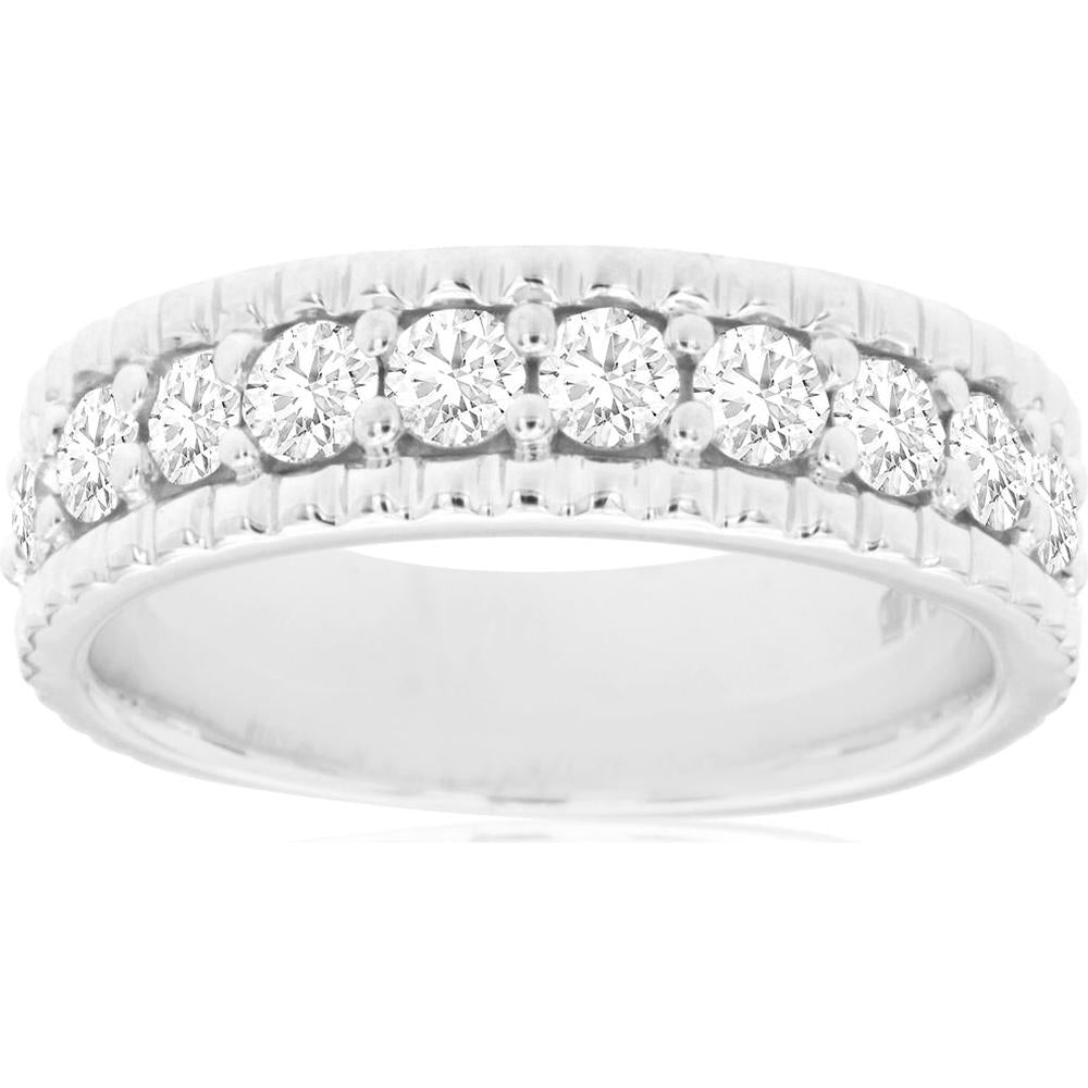 Royal 14K White Gold Diamond Wedding Band - 0.95 Carat Total Diamond Weight