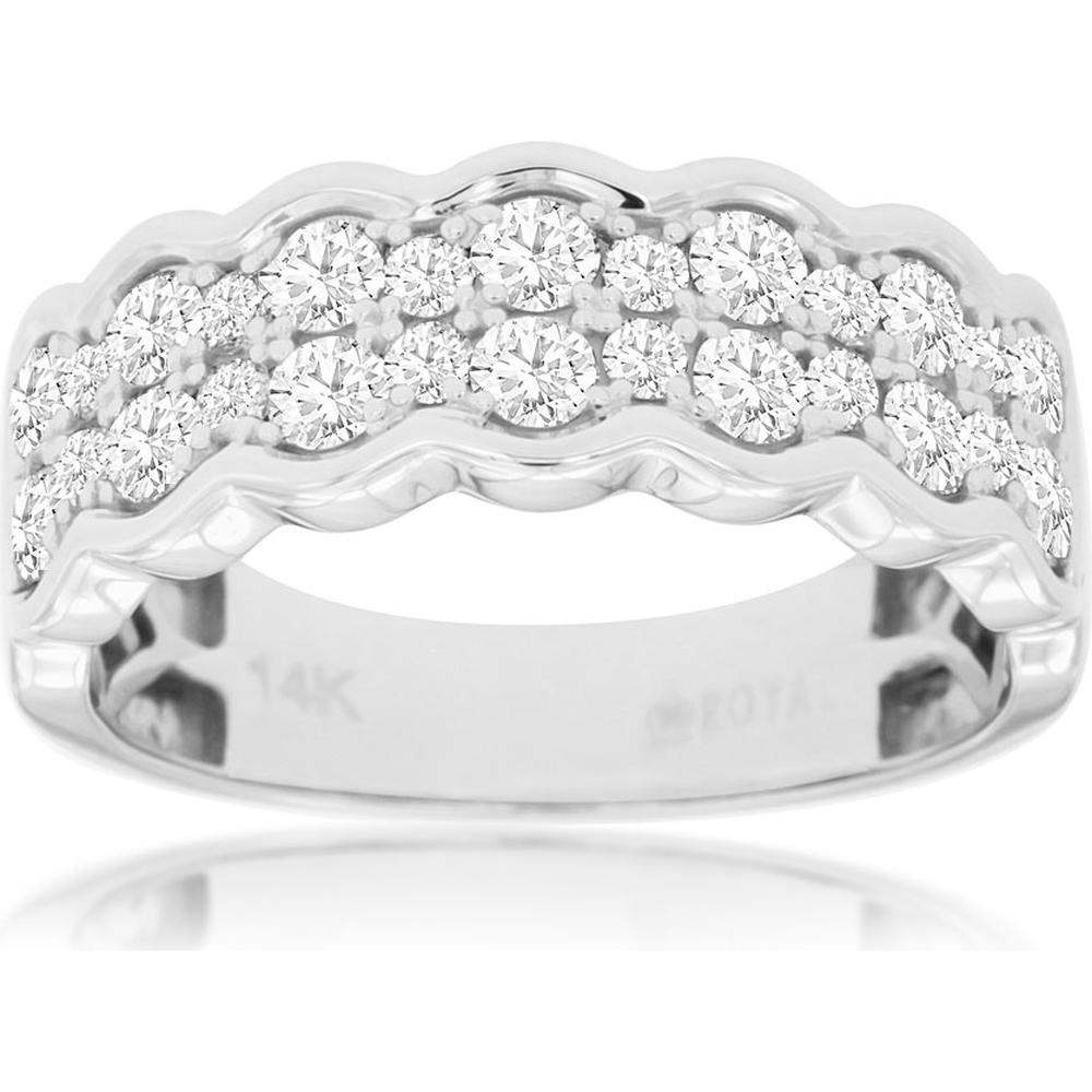 Royal 14K White Gold Diamond Wedding Band - 0.95 Carats Total Diamond Weight