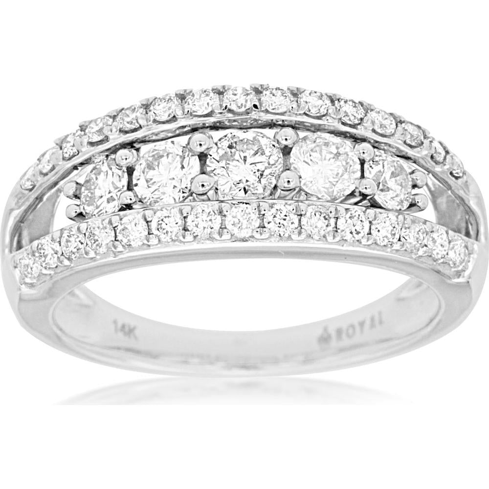 Royal 14K White Gold Diamond Wedding Band - 1.00 Carat Total Diamond Weight