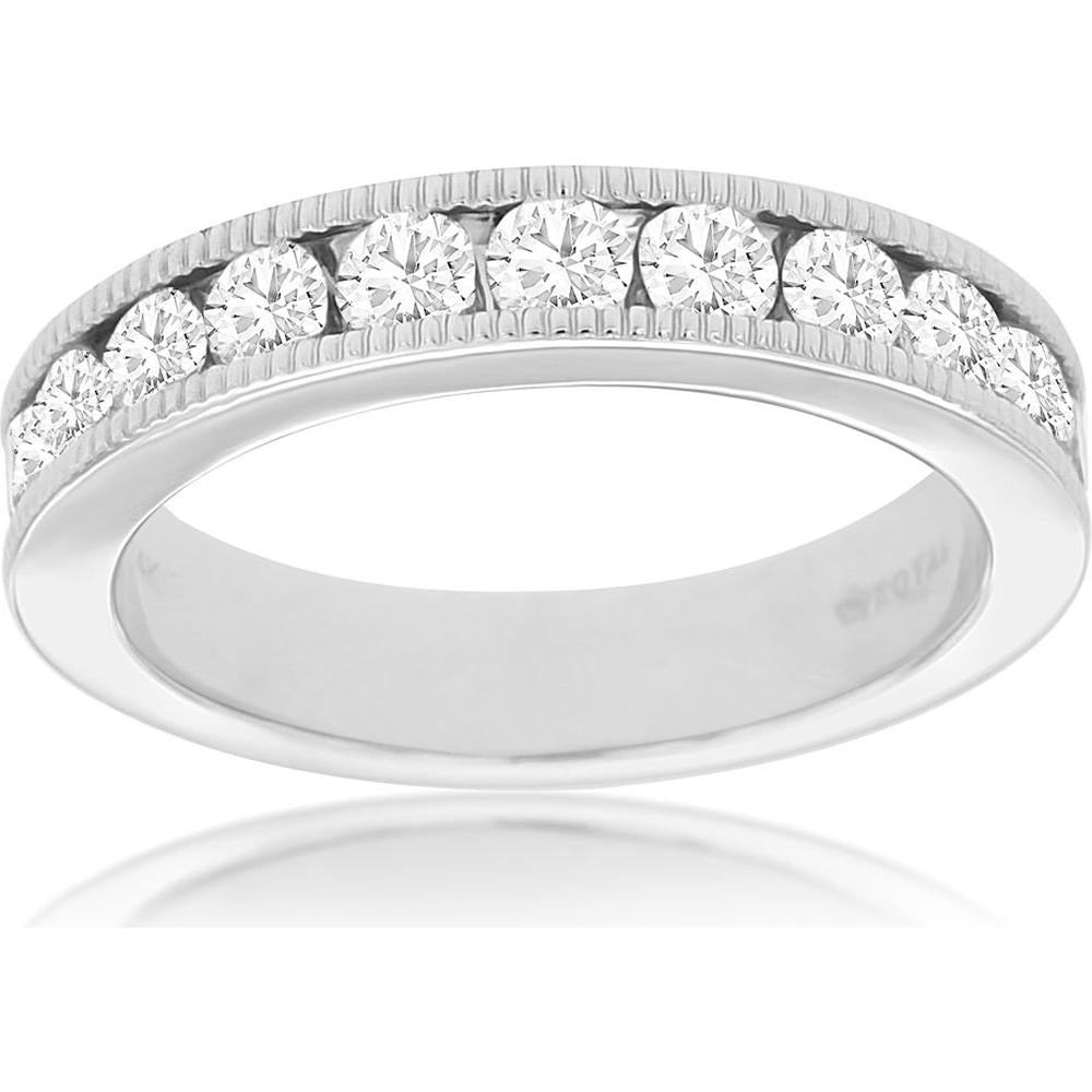 Royal 14K White Gold Diamond Wedding Band - 1.00 Carat Total Diamond Weight