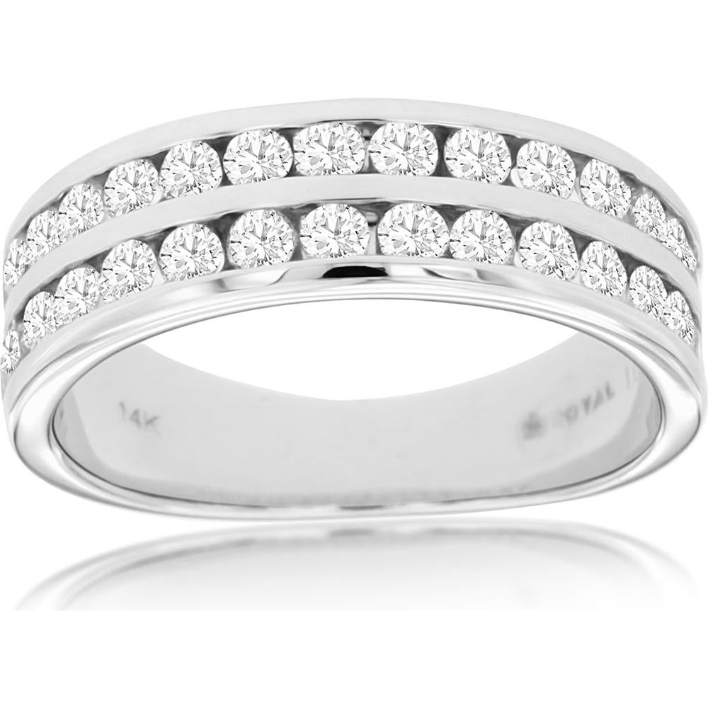 Royal 14K White Gold Diamond Wedding Band - 1.00 Carat Total Diamond Weight