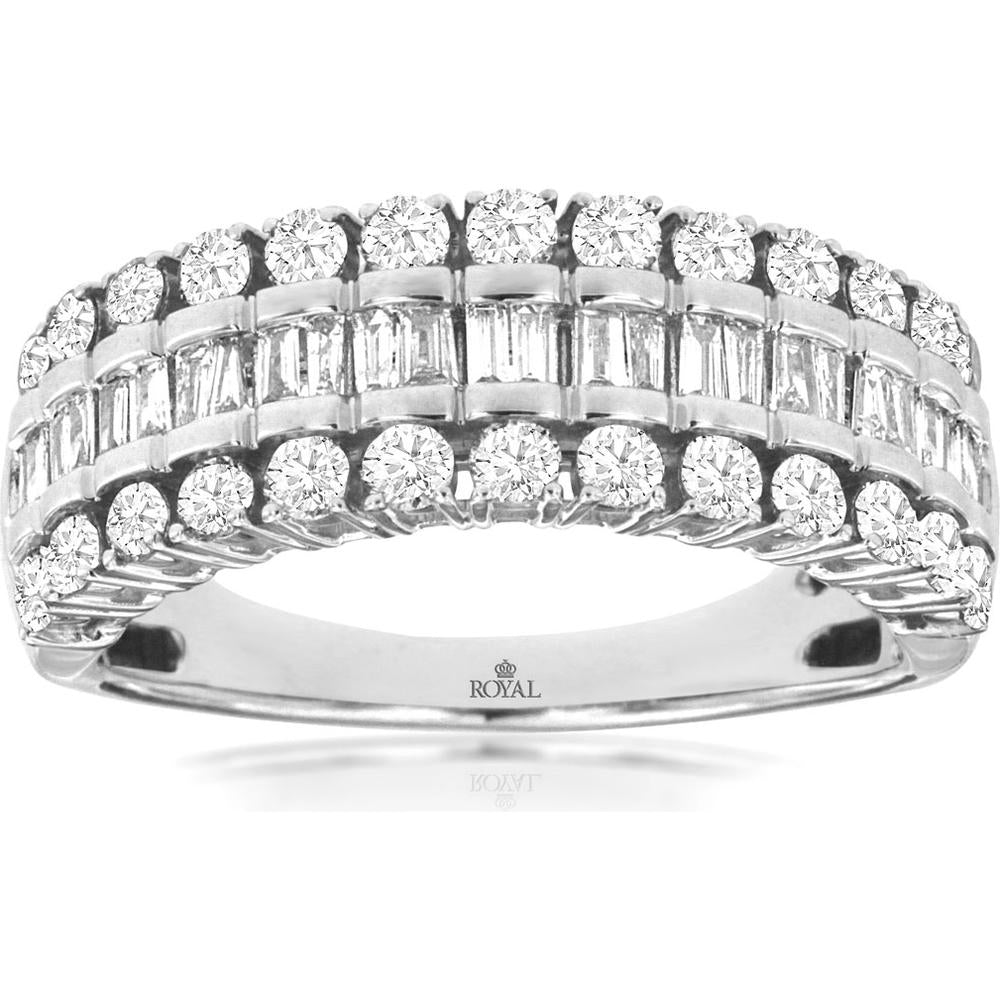 Royal 14K White Gold Diamond Wedding Band - 1.00 Carat Total Diamond Weight