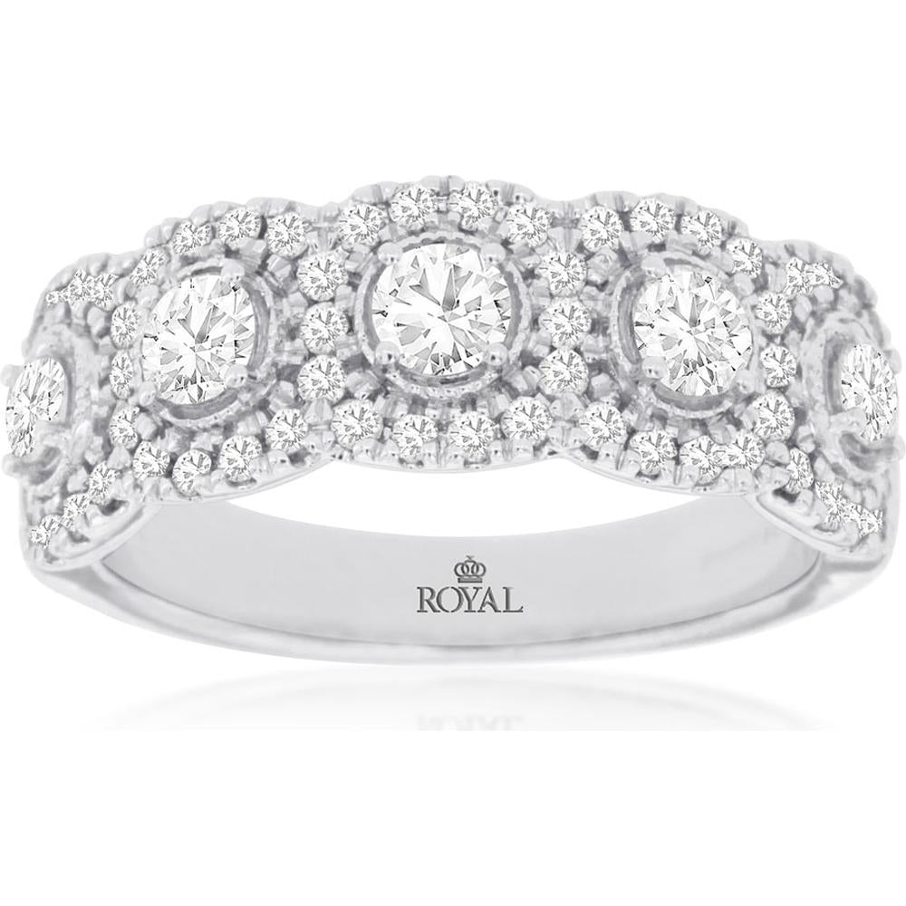 Royal 14K White Gold Diamond Wedding Band - 1.00 Carat Total Diamond Weight