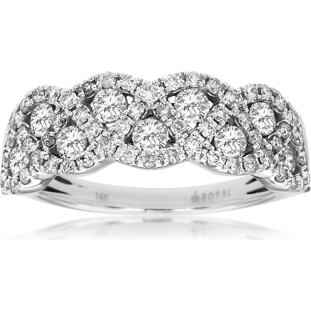 Royal 14K White Gold Diamond Wedding Band - 1.00 Carats Total Diamond Weight