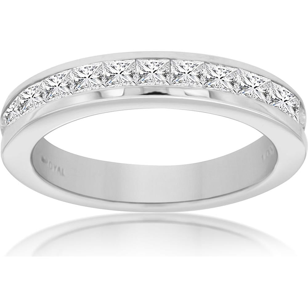 Royal 14K White Gold Diamond Wedding Band - 1.00 Carats Total Diamond Weight