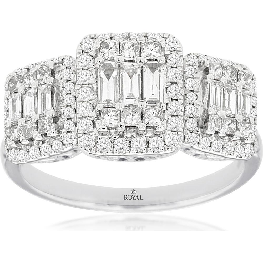Royal 14K White Gold Diamond Wedding Band - 1.00 Carats Total Diamond Weight