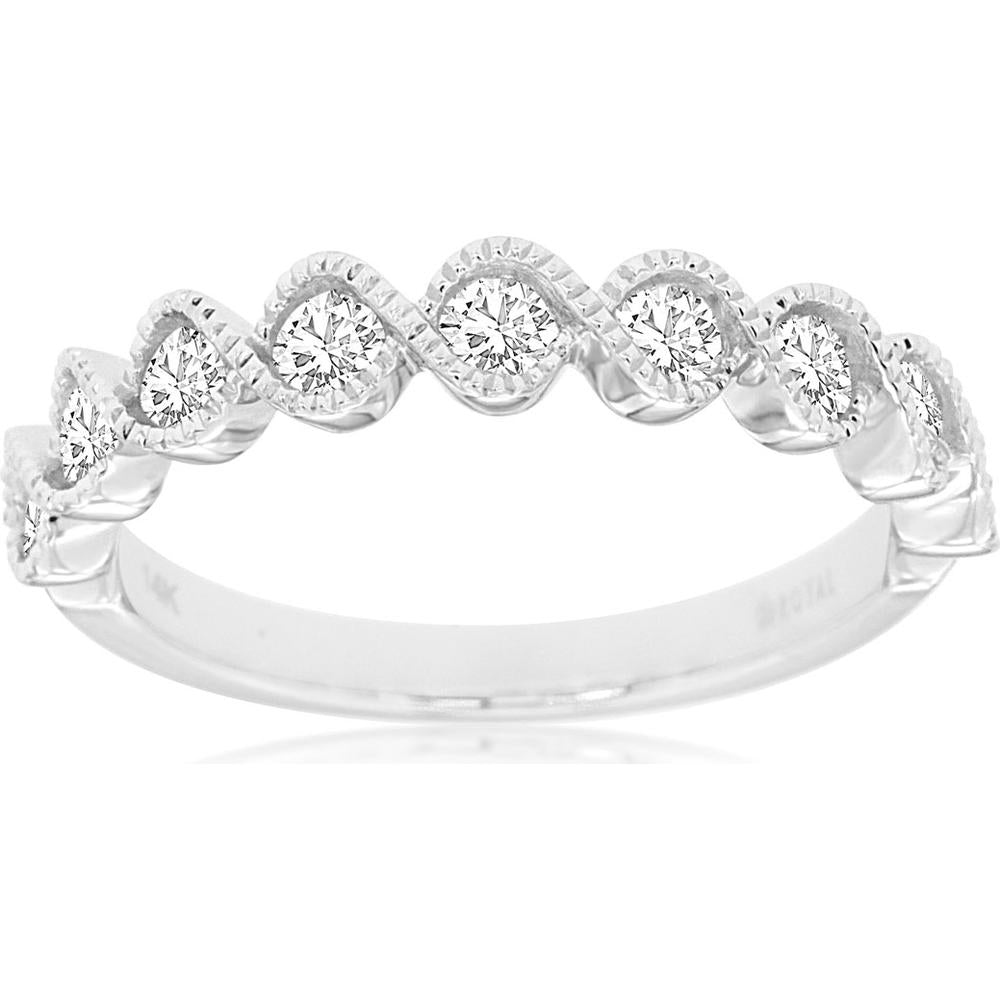 Royal 14K White Gold Diamond Wedding Band - Eternal Love Collection
