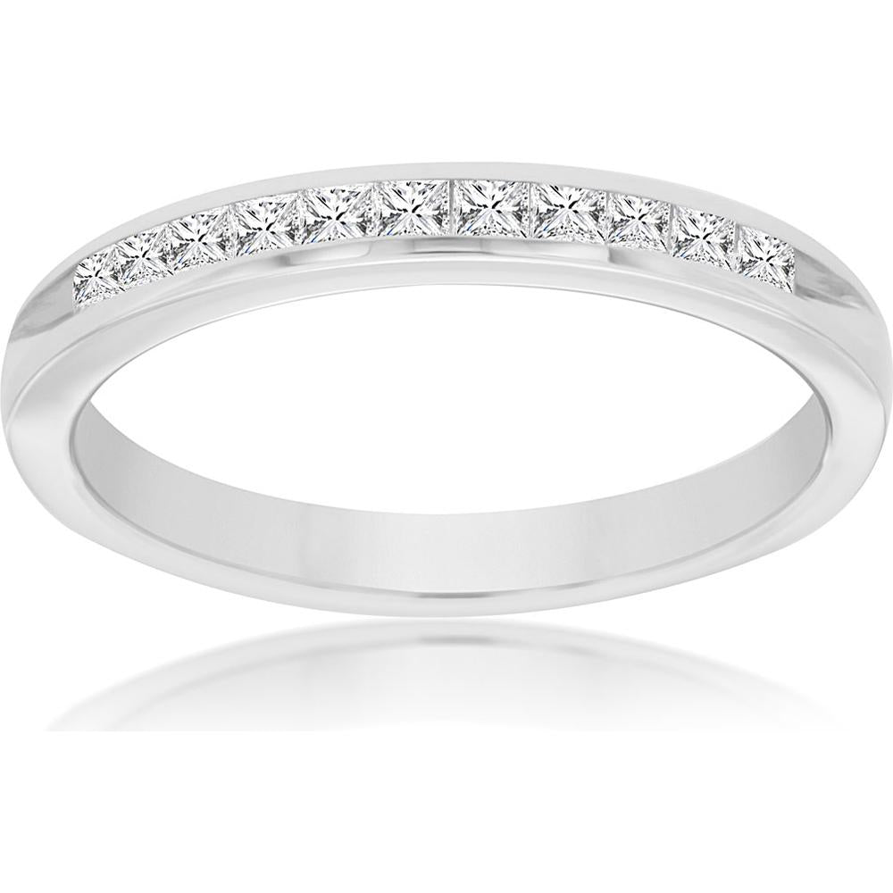 Royal 14K White Gold Diamond Wedding Band - Symbol of Eternal Love