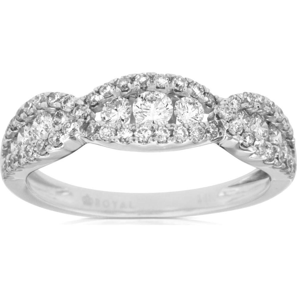 Royal 14K White Gold Diamond Wedding Band - Timeless Elegance and Love