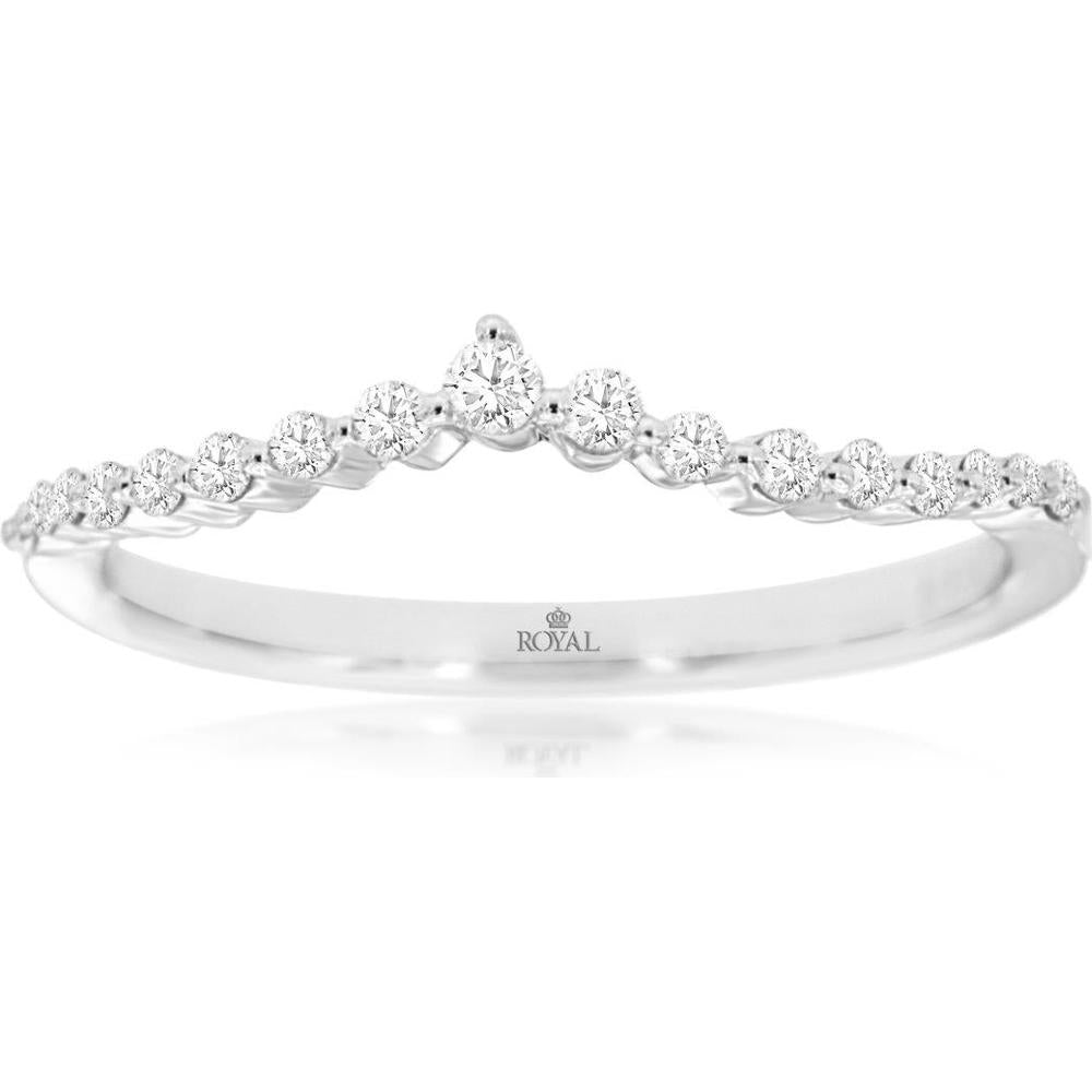 Royal 14K White Gold Diamond Wedding Band with 0.16 Carats Total Diamond Weight