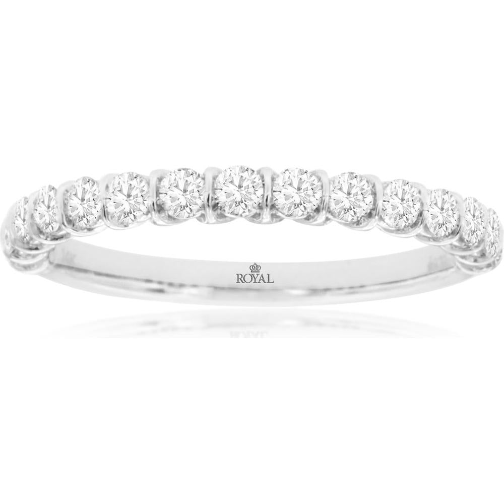 Royal 14K White Gold Diamond Wedding Band with 0.50 Carats Total Round Brilliant Diamonds