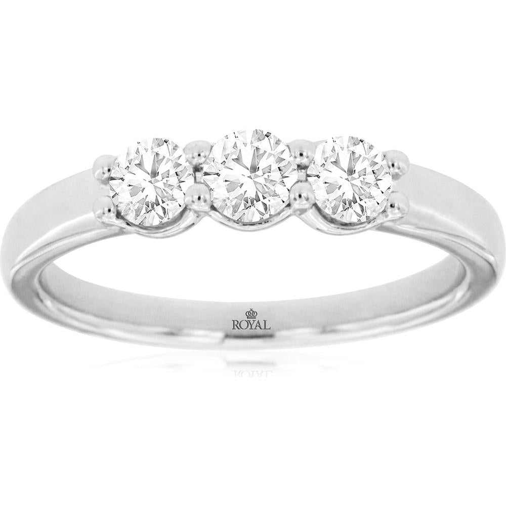 Royal 14K White Gold Diamond Wedding Band with 0.60 Carat Total Round Cut Diamonds