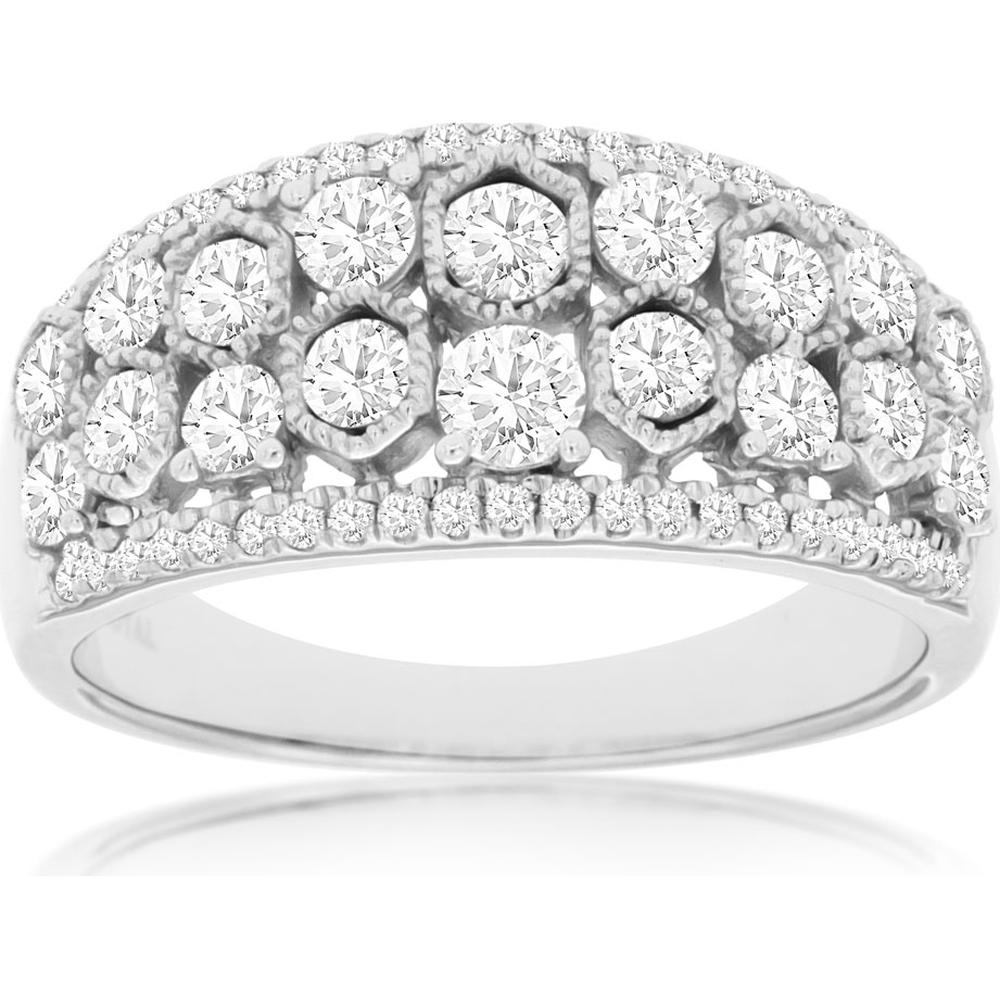 Royal 14K White Gold Diamond Wedding Band with 1.00 Carats Total Diamond Weight