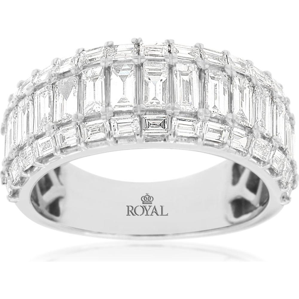 Royal 14K White Gold Diamond Wedding Band with Baguette-Cut Diamonds - 1.88 Carats Total Diamond Weight