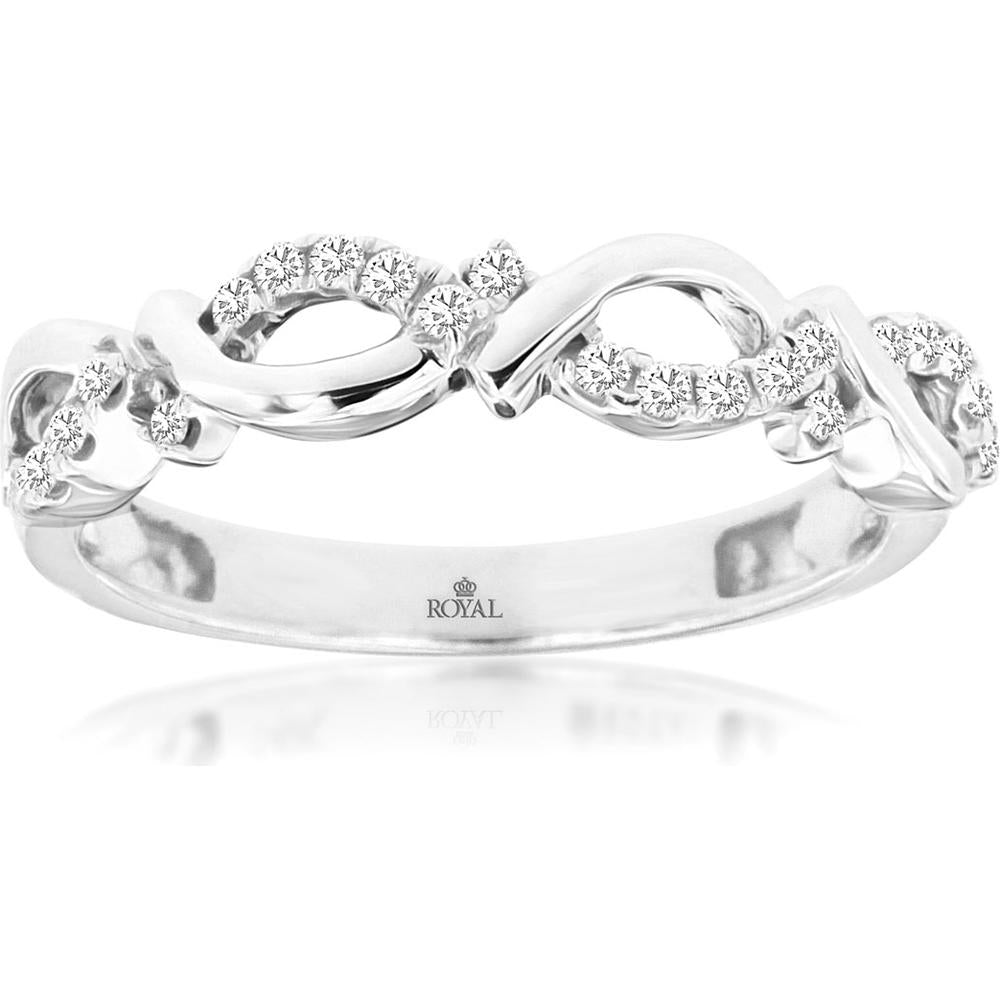 Royal 14K White Gold Diamond Wedding Band with Milgrain Detail - 0.17 Carats Total Diamond Weight