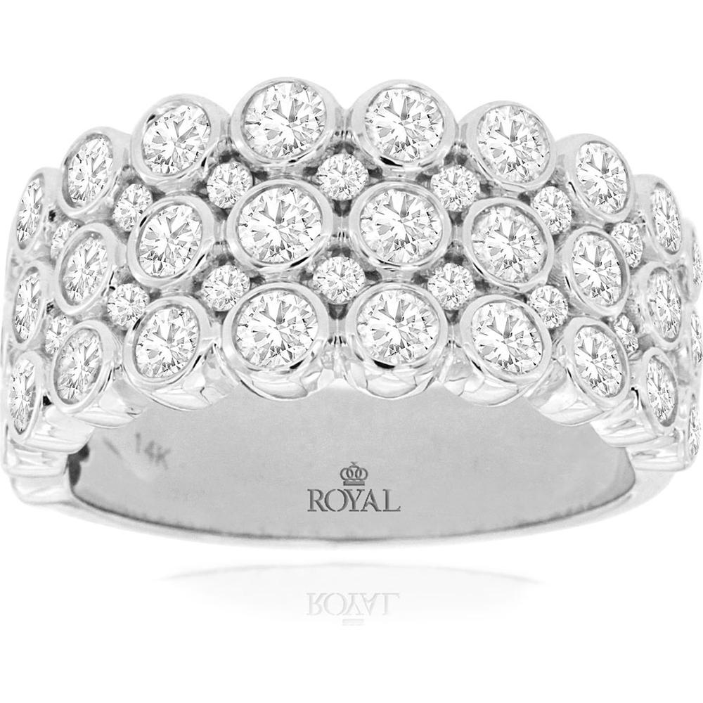 Royal 14K White Gold Diamond Wedding Band with Pavé Setting - 2.00 Carats Total Diamond Weight