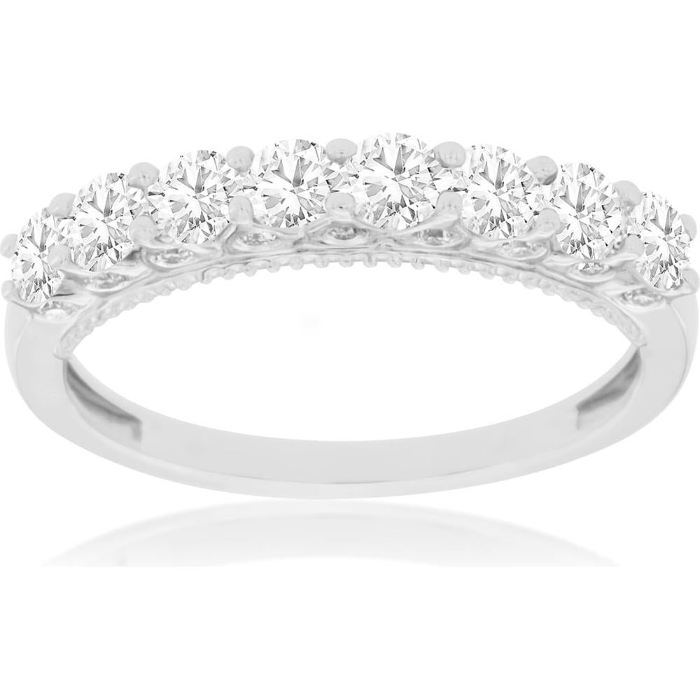 Royal 14K White Gold Diamond Wedding Band with Round Brilliant-Cut Diamonds - 0.95 Carats Total Diamond Weight