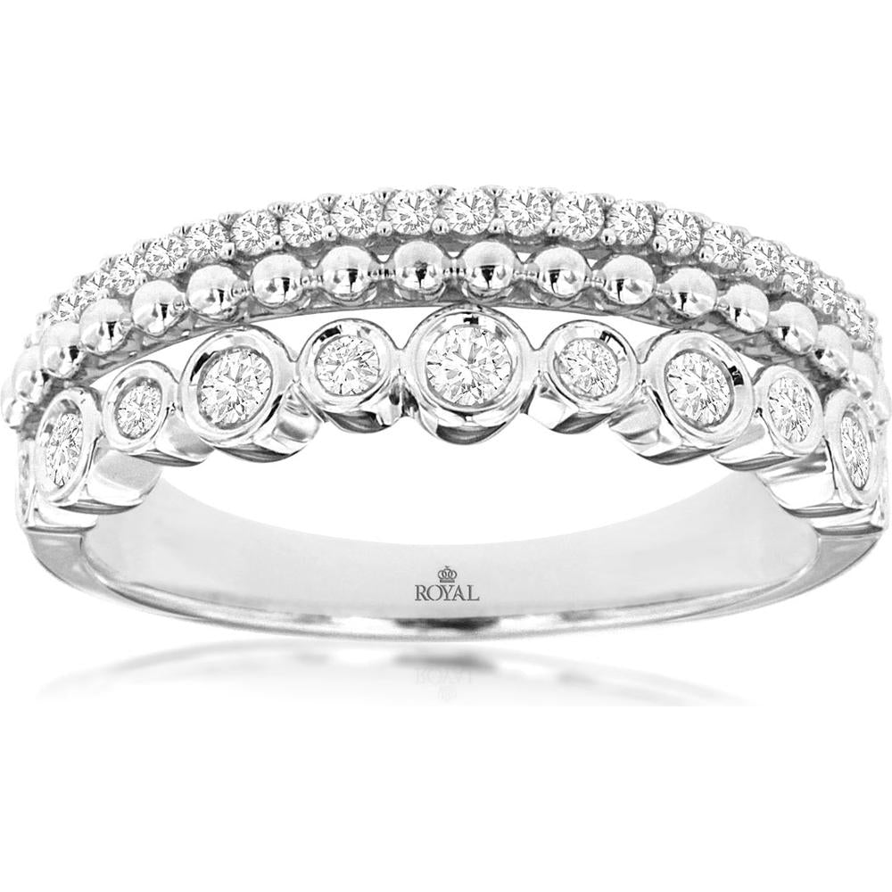 Royal 14K White Gold Diamond Wedding Band with Round Brilliant Diamonds - 0.40 Carats Total Diamond Weight