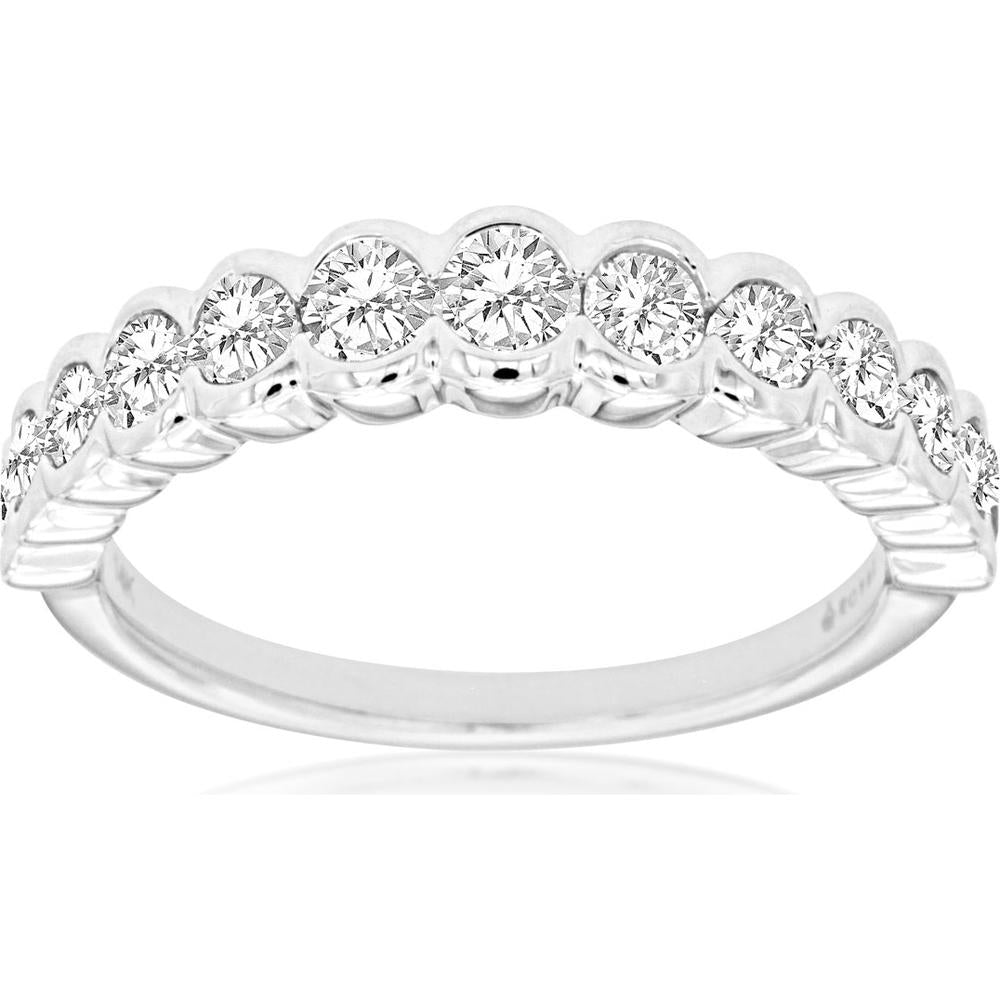 Royal 14K White Gold Diamond Wedding Band with Round-Cut Diamonds - 0.75 Carats Total Diamond Weight