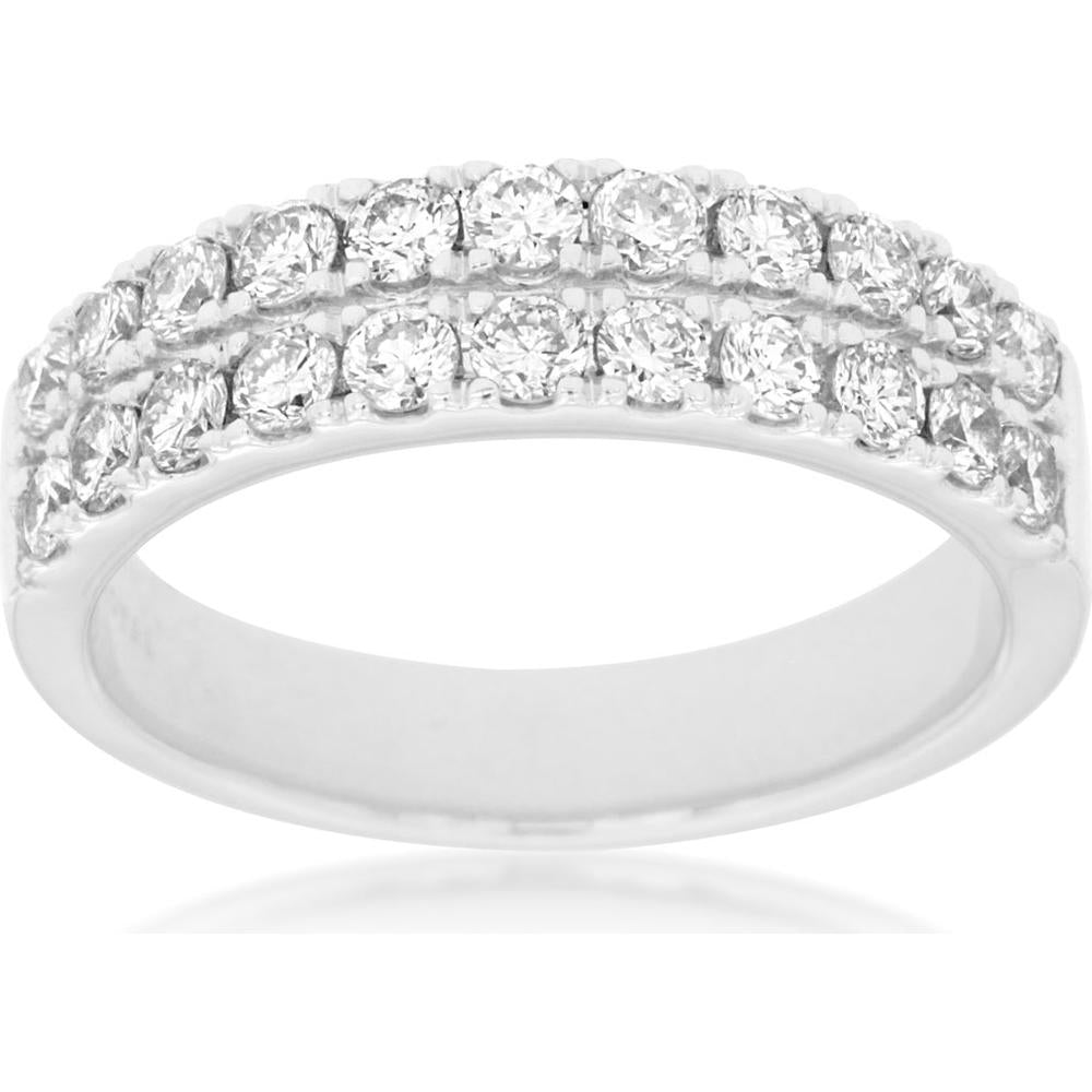 Royal 14K White Gold Diamond Wedding Band with Round-Cut Diamonds - 0.92 Carat Total Diamond Weight