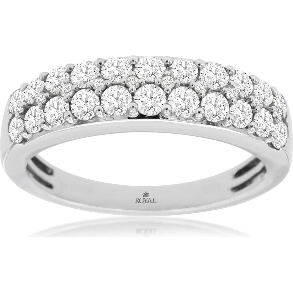 Royal 14K White Gold Diamond Wedding Band with Round-Cut Diamonds - 1.00 Carats Total Diamond Weight