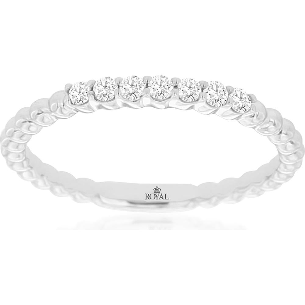 Royal 14K White Gold Diamond Wedding Band with Round Diamonds - 0.16 Carats Total Diamond Weight
