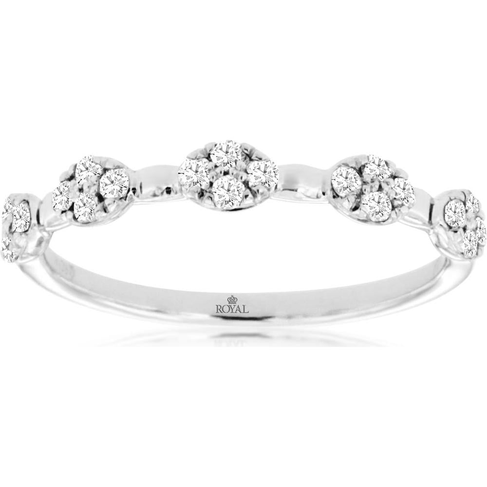 Royal 14K White Gold Diamond Wedding Band with Round Diamonds - 0.25 Carats Total Diamond Weight