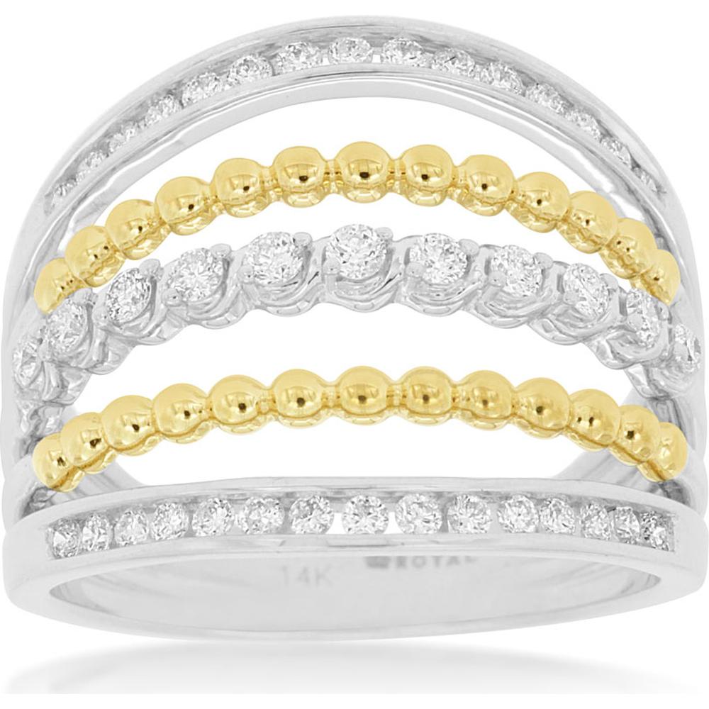 Royal 14K White Gold Diamond Wedding Band with Round Diamonds - 0.49 Carats Total Diamond Weight